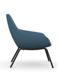 Side view of the 9to5 Lilly lounge chair in black 4Leg metal frame and Wave Blue Vinyl Fabric. Kansas City Office Design.