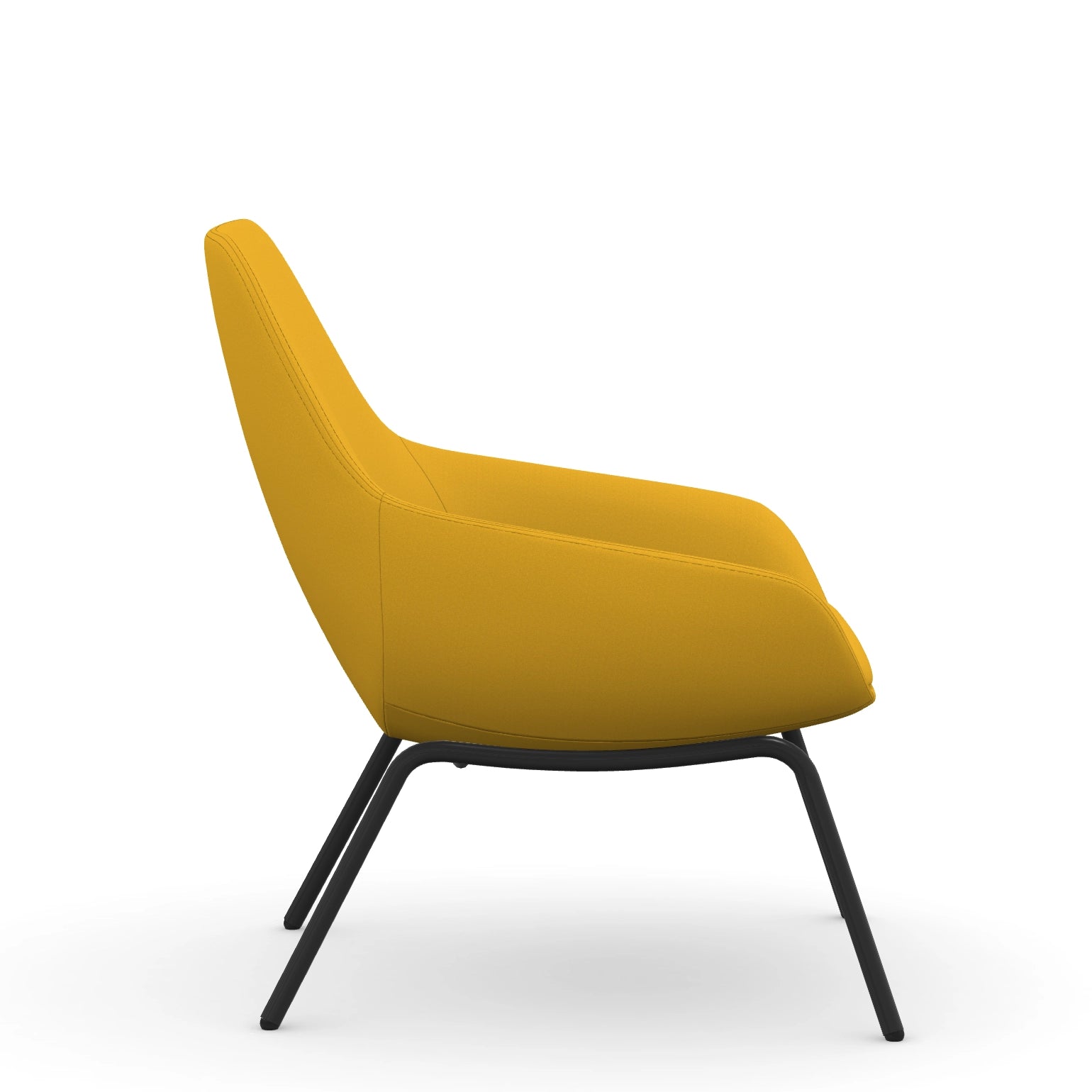 Side view of the 9to5 Lilly lounge chair in black 4Leg metal frame and Yellow Fabric. Kansas City Office Design