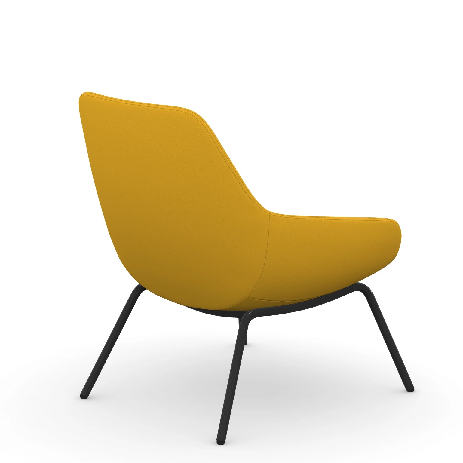 Back view of the 9to5 Lilly lounge chair in black 4Leg metal frame and Yellow Fabric. Kansas City Office Design