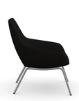 Side view of the 9to5 Lilly lounge chair in silver 4Leg metal frame and black Fabric. Kansas City Office Design