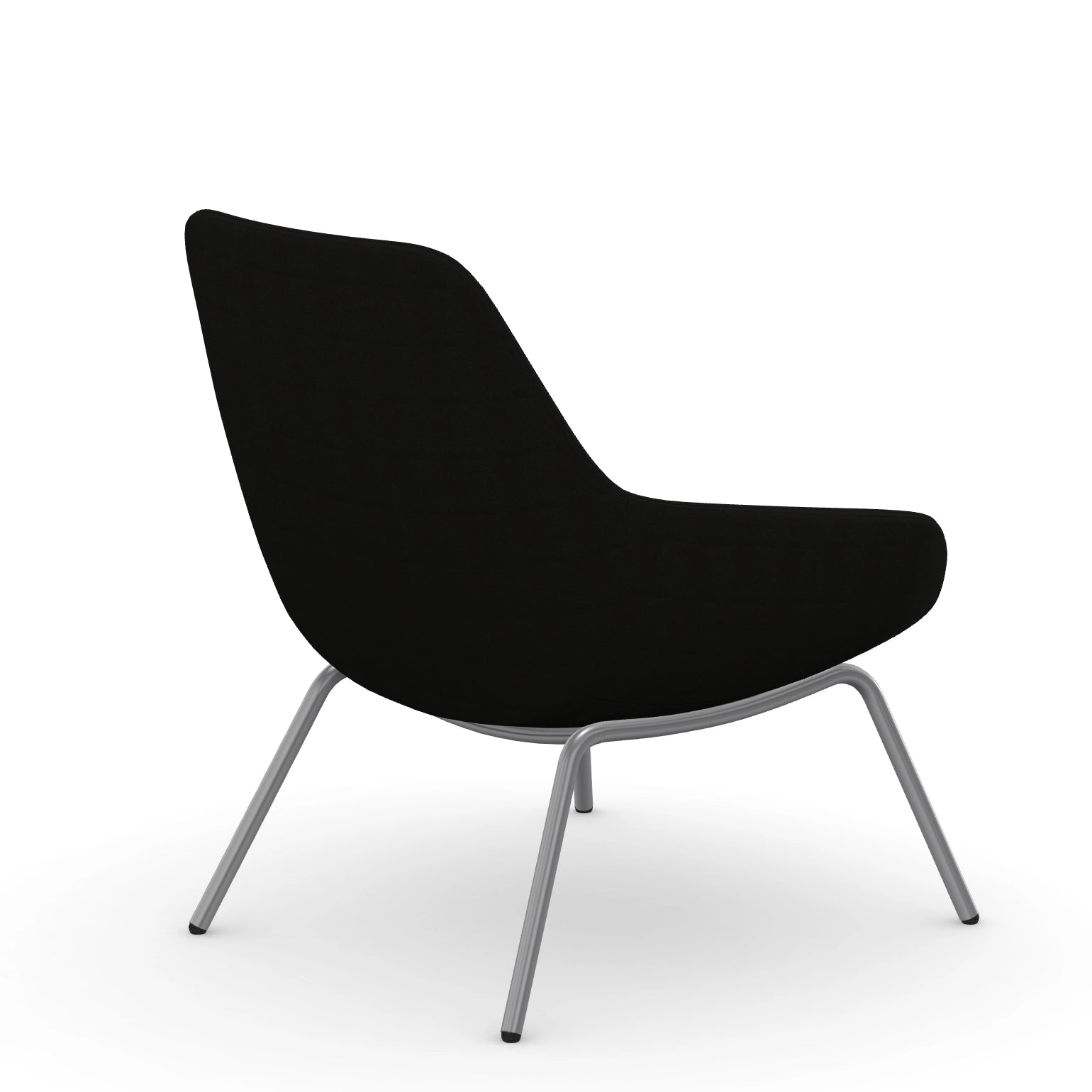 Back view of the 9to5 Lilly lounge chair in silver 4Leg metal frame and black Fabric. Kansas City Office Design