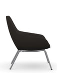 Side view of the 9to5 Lilly lounge chair in silver 4Leg metal frame and black vinyl Fabric. Kansas City Office Design