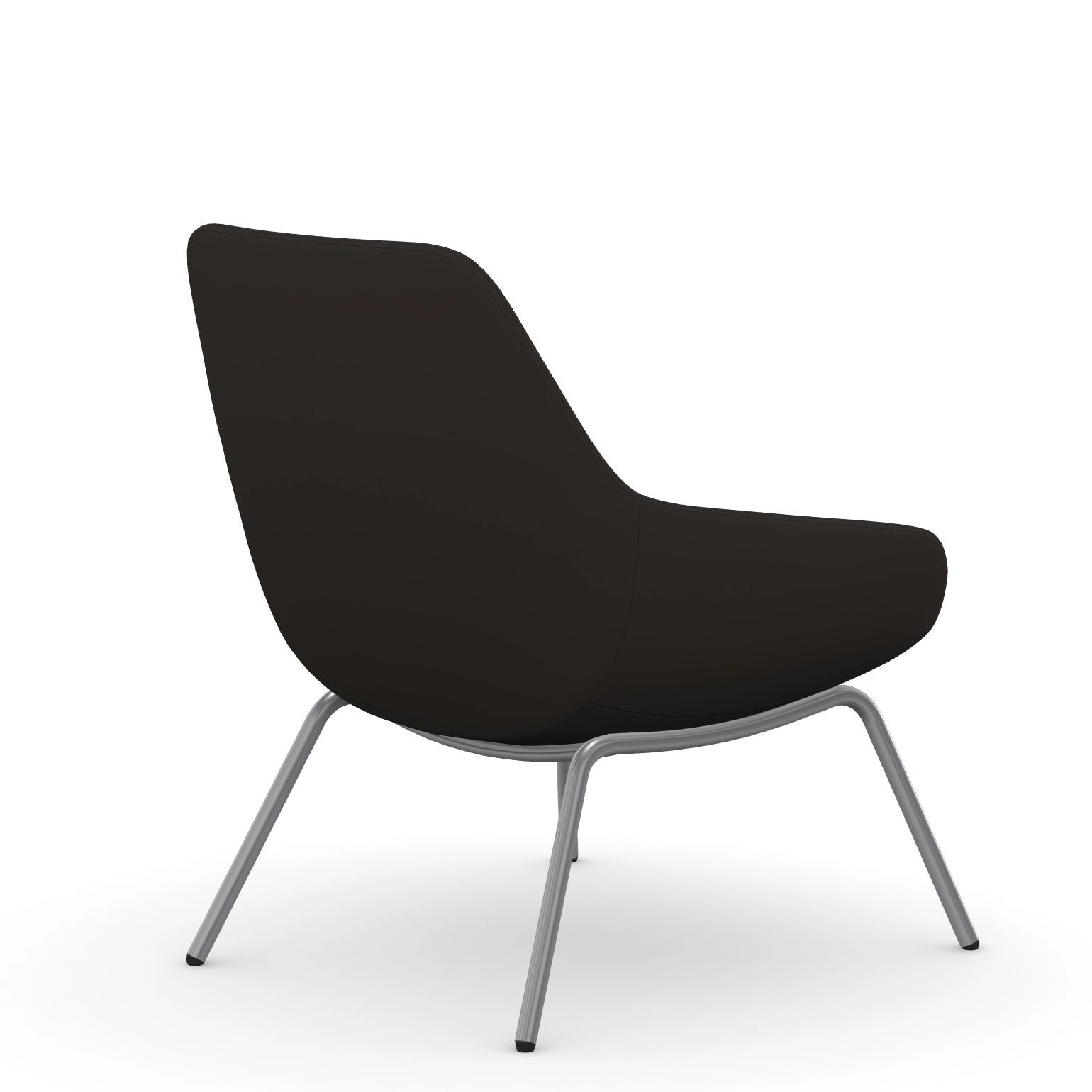 Back view of the 9to5 Lilly lounge chair in silver 4Leg metal frame and black vinyl Fabric. Kansas City Office Design