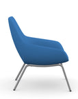 Side view of the 9to5 Lilly lounge chair in silver 4Leg metal frame and blue Fabric. Kansas City Office Design