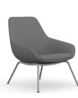 Front view of the 9to5 Lilly lounge chair in silver 4Leg metal frame and gray Fabric. Kansas City Office Design