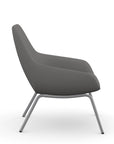 Side view of the 9to5 Lilly lounge chair in silver 4Leg metal frame and gray Fabric. Kansas City Office Design
