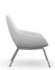 Side view of the 9to5 Lilly lounge chair in silver 4Leg metal frame and tinsel vinyl Fabric. Kansas City Office Design