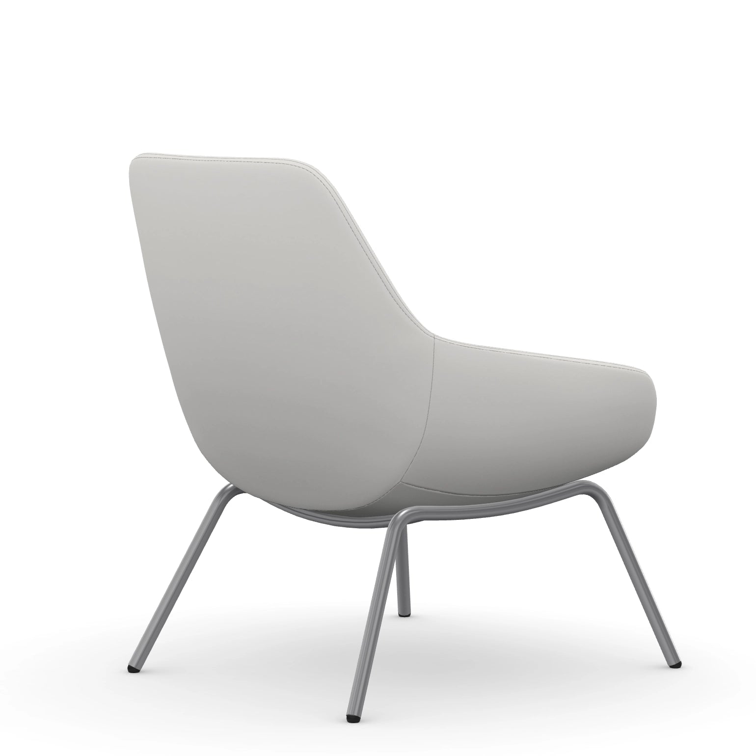 Back view of the 9to5 Lilly lounge chair in silver 4Leg metal frame and tinsel vinyl Fabric. Kansas City Office Design