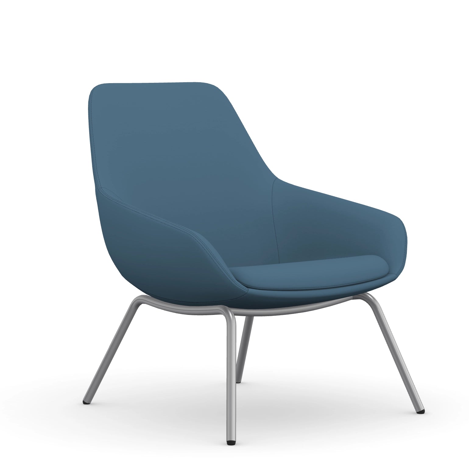 Front view of the 9to5 Lilly lounge chair in silver 4Leg metal frame and wave vinyl Fabric. Kansas City Office Design