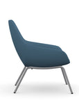 Side view of the 9to5 Lilly lounge chair in silver 4Leg metal frame and wave vinyl Fabric. Kansas City Office Design