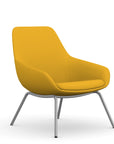 Front view of the 9to5 Lilly lounge chair in silver 4Leg metal frame and yellow Fabric. Kansas City Office Design