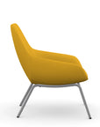 Side view of the 9to5 Lilly lounge chair in silver 4Leg metal frame and yellow Fabric. Kansas City Office Design