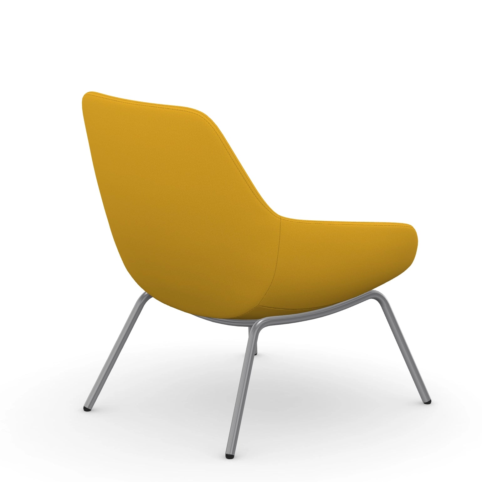 Back view of the 9to5 Lilly lounge chair in silver 4Leg metal frame and yellow Fabric. Kansas City Office Design