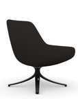 Back view of the 9to5 Lilly lounge chair in black swivel base and black vinyl Fabric. Kansas City Office Design