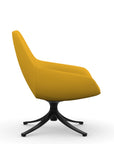 Side view of the 9to5 Lilly lounge chair in black swivel base and yellow Fabric. Kansas City Office Design