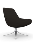 Back view of the 9to5 Lilly lounge chair in polished swivel base and black vinyl Fabric. Kansas City Office Design
