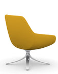 Back view of the 9to5 Lilly lounge chair in polished swivel base and yellow Fabric. Kansas City Office Design