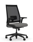 Front view of the 9to5 seating Luna highback task chair in black frame and gray fabric. Kansas City Office Design.