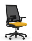 Front view of the 9to5 seating Luna highback task chair in black frame and yellow fabric. Kansas City Office Design.