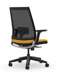 Back view of the 9to5 seating Luna highback task chair in black frame and yellow fabric. Kansas City Office Design.