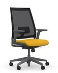 Front view of the 9to5 seating Luna highback task chair in gray frame and lemon fabric. Kansas City Office Design.