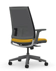Back view of the 9to5 seating Luna highback task chair in gray frame and lemon fabric. Kansas City Office Design.