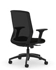 Back view of the 9to5 NeoLite Task chair in a black frame and black fabric. Kansas City Office Design.