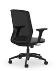 Back view of the 9to5 NeoLite Task chair in a black frame and gray fabric. Kansas City Office Design.