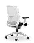 Back view of the 9to5 NeoLite Task chair in a white frame and black fabric. Kansas City Office Design.