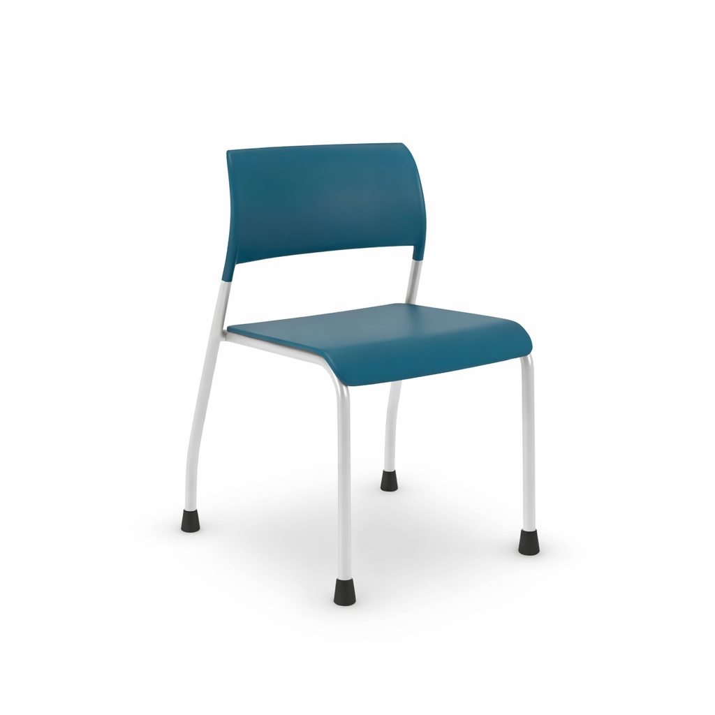 Baltic Blue AIS Pierce chair with silver frame on a white background. Kansas City Office Design