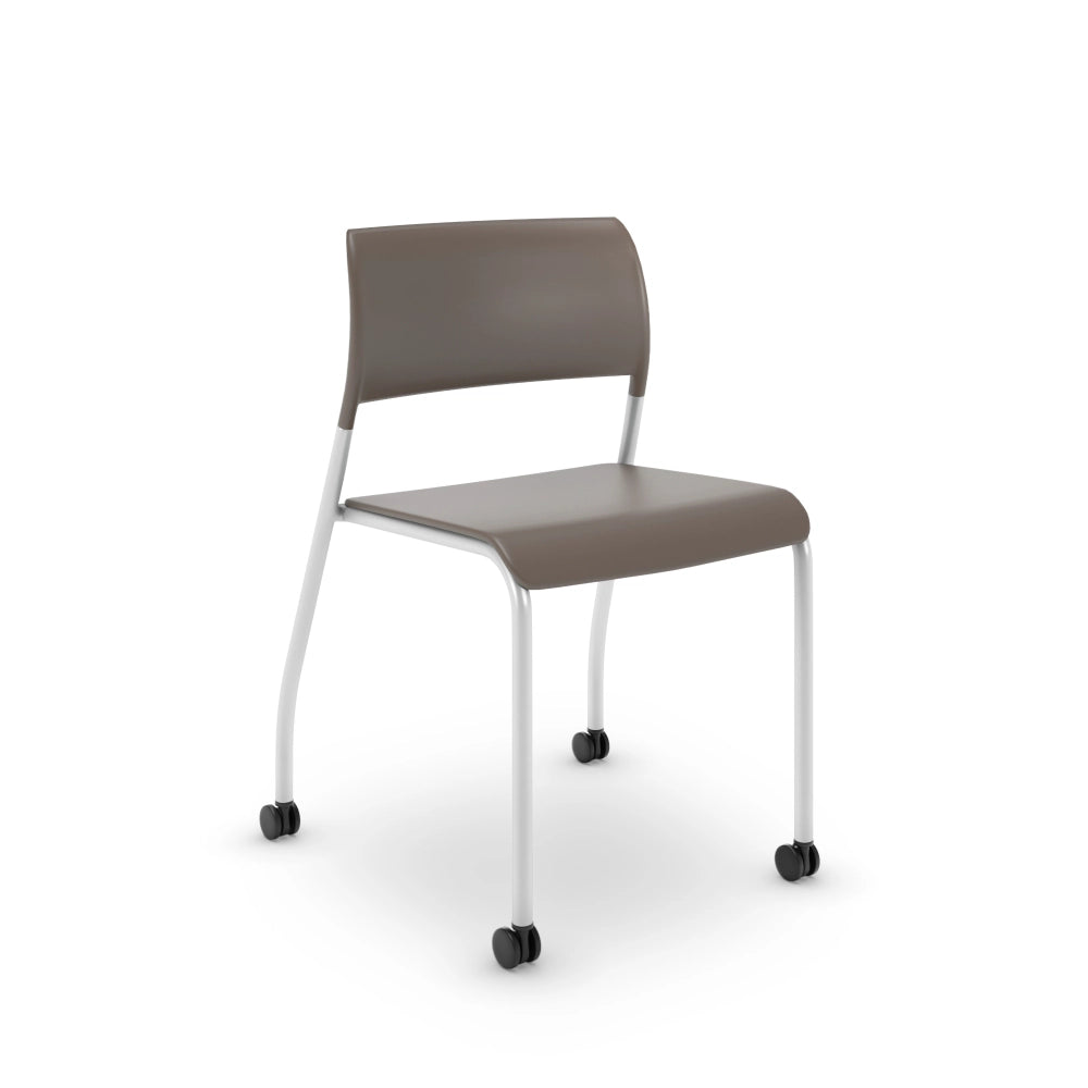 Brownstone AIS Pierce chair with silver frame &amp; casters on a white background. Kansas City Office Design
