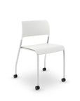 White AIS Pierce chair with silver frame & casters on a white background. Kansas City Office Design