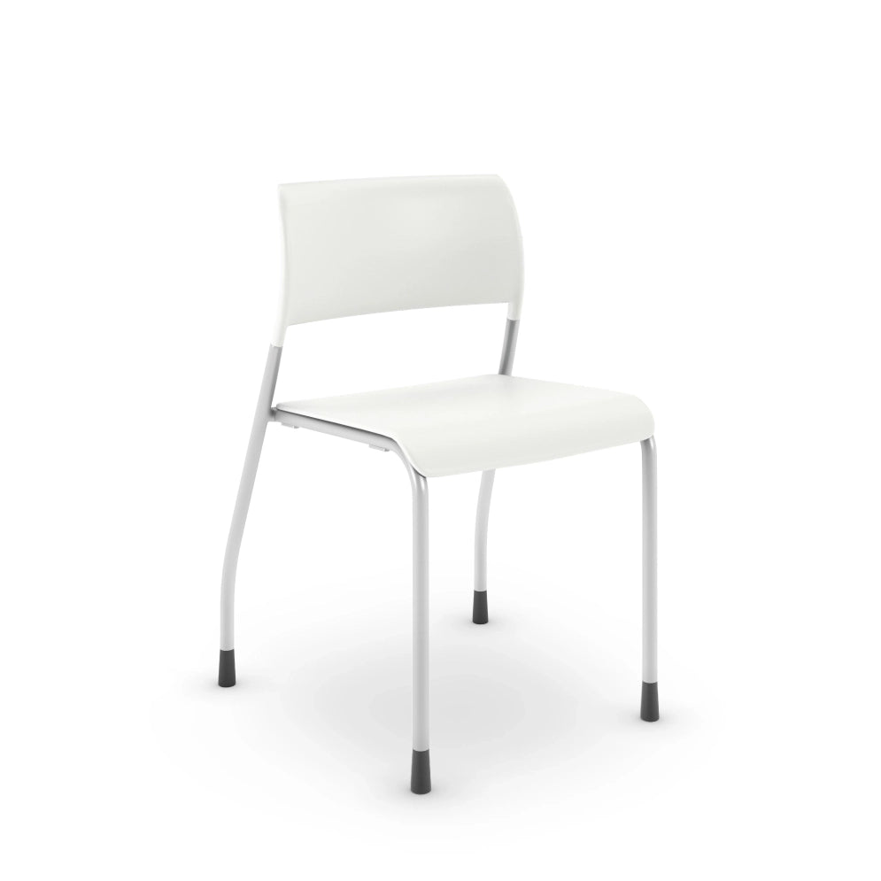 White AIS Pierce chair with silver frame on a white background. Kansas City Office Design