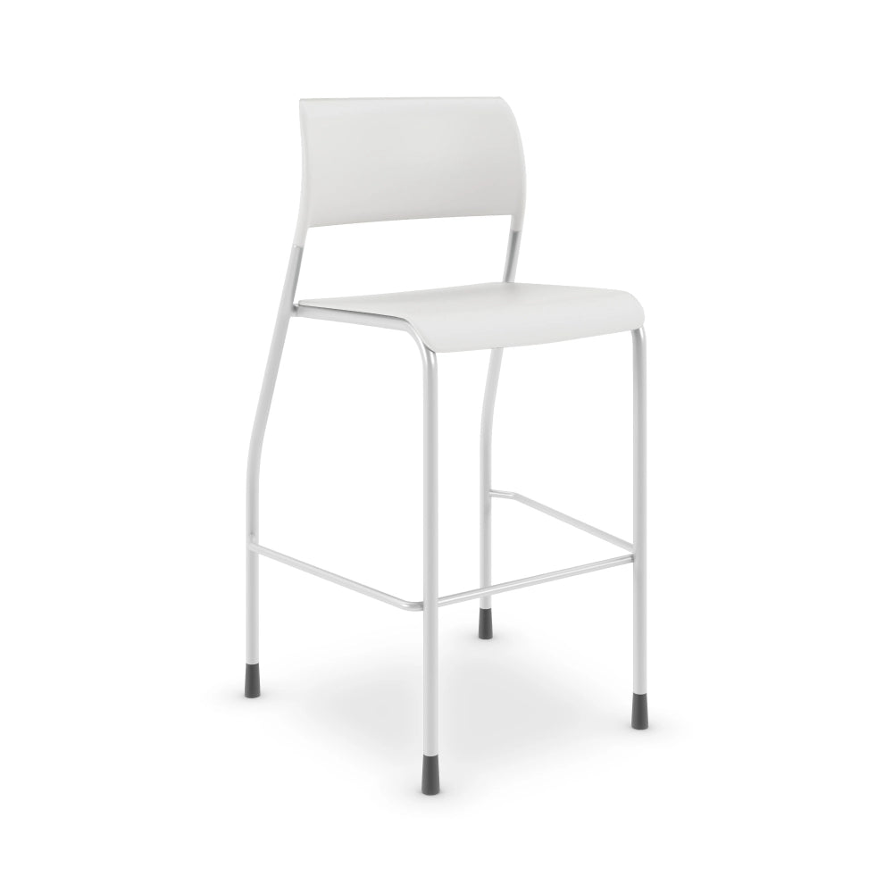 White AIS Pierce bar stool with black feet on a white background. Kansas City Office Design