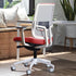 Modern SitOnIt Focus 2.0 office chair with red seat and white frame in a home office setting. Kansas City Office Design