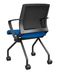 Back view of the SitOnIt Movi Nesting Chair in blue fabric and black frame. Kansas City Office Design.