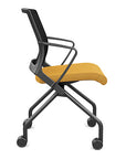 Side view of the SitOnIt Movi Nesting Chair in gold fabric and black frame. Kansas City Office Design.