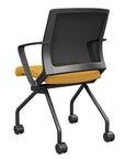 Back view of the SitOnIt Movi Nesting Chair in gold fabric and black frame. Kansas City Office Design.