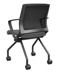 Back view of the SitOnIt Movi Nesting Chair in gray fabric and black frame. Kansas City Office Design.