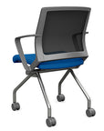 Back view of the SitOnIt Movi Nesting Chair in blue fabric and gray frame. Kansas City Office Design.