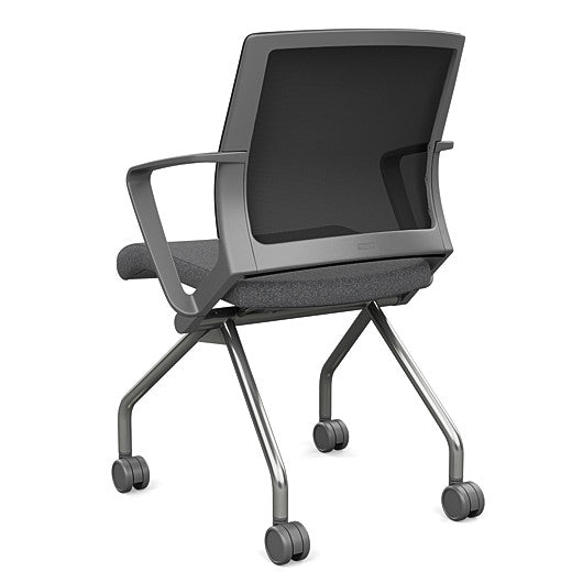 Back view of the SitOnIt Movi Nesting Chair in gray fabric and gray frame. Kansas City Office Design.