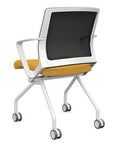Back view of the SitOnIt Movi Nesting Chair in gold fabric and white frame. Kansas City Office Design.
