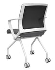 Back view of the SitOnIt Movi Nesting Chair in gray fabric and white frame. Kansas City Office Design.