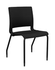 Front view of the SitOnIt Rio 4Leg Stacking chair in black poly with black frame. Kansas City Office Design.