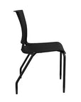 Side view of the SitOnIt Rio 4Leg Stacking chair in black poly with black frame. Kansas City Office Design.