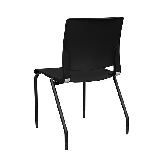 Back view of the SitOnIt Rio 4Leg Stacking chair in black poly with black frame. Kansas City Office Design.