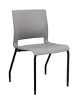 Front view of the SitOnIt Rio 4Leg Stacking chair in gray poly with black frame. Kansas City Office Design.
