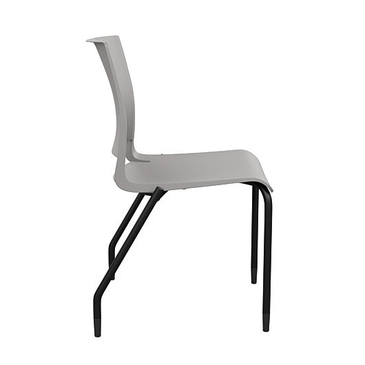 Side view of the SitOnIt Rio 4Leg Stacking chair in gray poly with black frame. Kansas City Office Design.