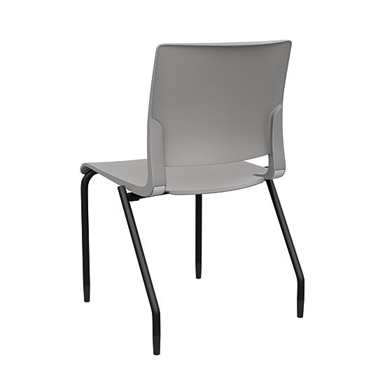 Back view of the SitOnIt Rio 4Leg Stacking chair in gray poly with black frame. Kansas City Office Design.