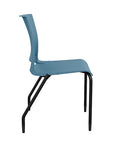 Side view of the SitOnIt Rio 4Leg Stacking chair in lagoon poly with black frame. Kansas City Office Design.